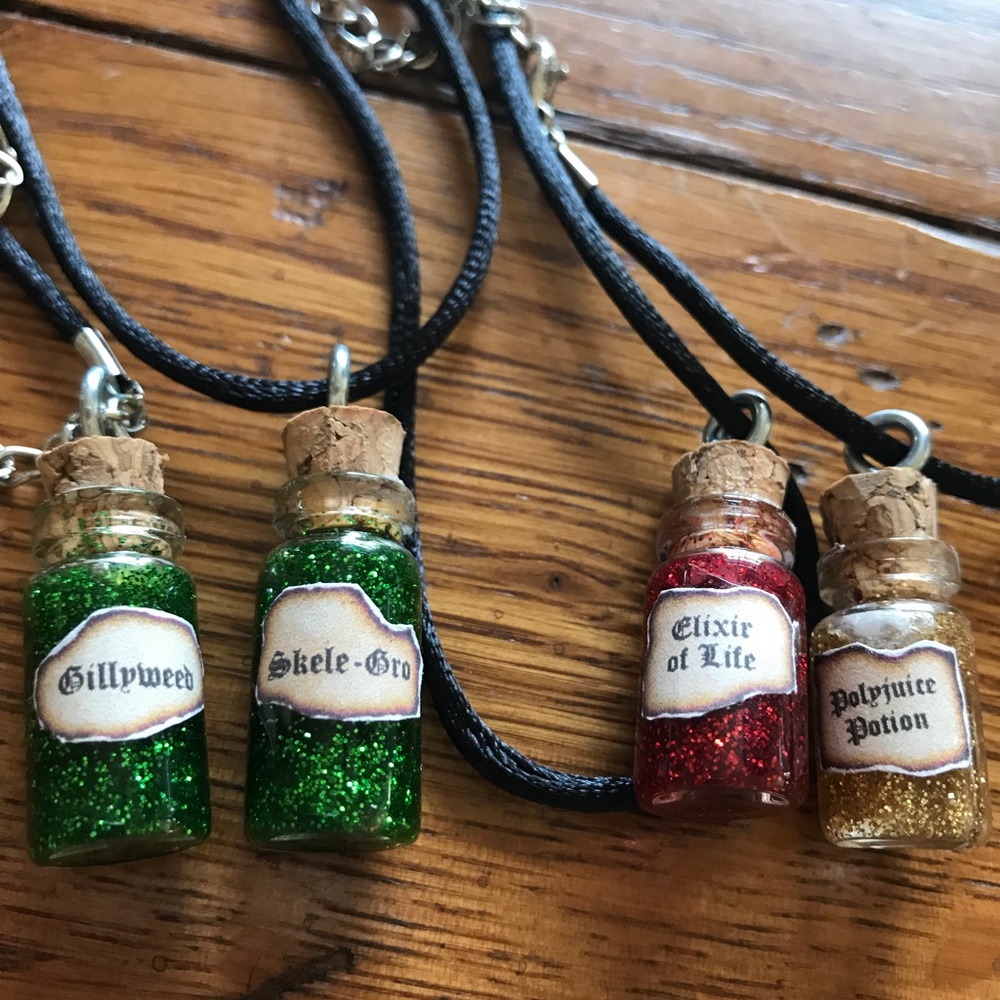Harry Potter style potion glass necklaces